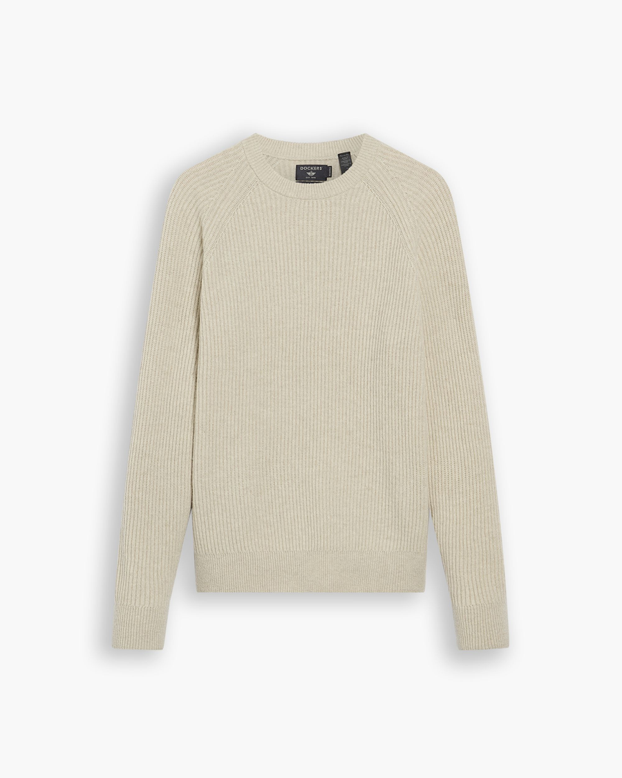 View of model wearing Wishbone Crewneck Sweater, Regular Fit.