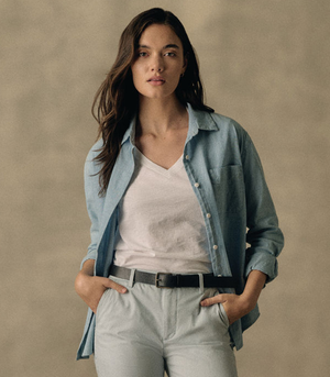 Dockers® women’s top close-up featuring breathable fabric and refined neckline detail.